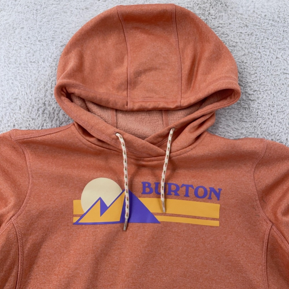 Burton Hoodie Womens Small Rust Orange Oak Pullover Kangaroo Pocket Graphic‎